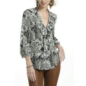 HD in Paris Anthropologie Picea Ruffle Floral Woodland Animals Owl Blouse